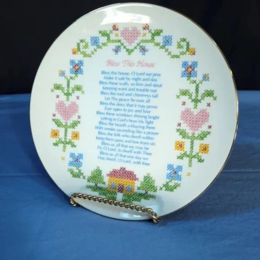 { ❤️ $5 } Bless This House Needlepoint Collectible Plate